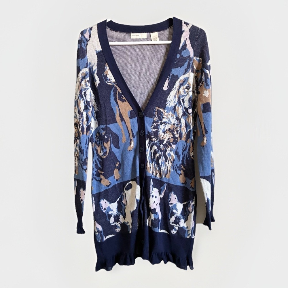 Anthropologie Sleeping On Snow Long Devoted Dog Button Knit Cardigan Medium